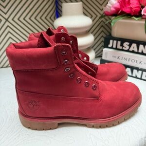 Timberland Men's Classic 6 Inch Triple Red Nubuck Waterproof Boots, Size 10.5M